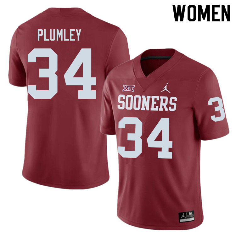 Women #34 Dorian Plumley Oklahoma Sooners College Football Jerseys Sale-Crimson - Click Image to Close